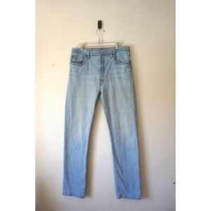 Levis 501 Original Fit Jeans Light Wash Straight Leg Button Fly Blue W32 L32